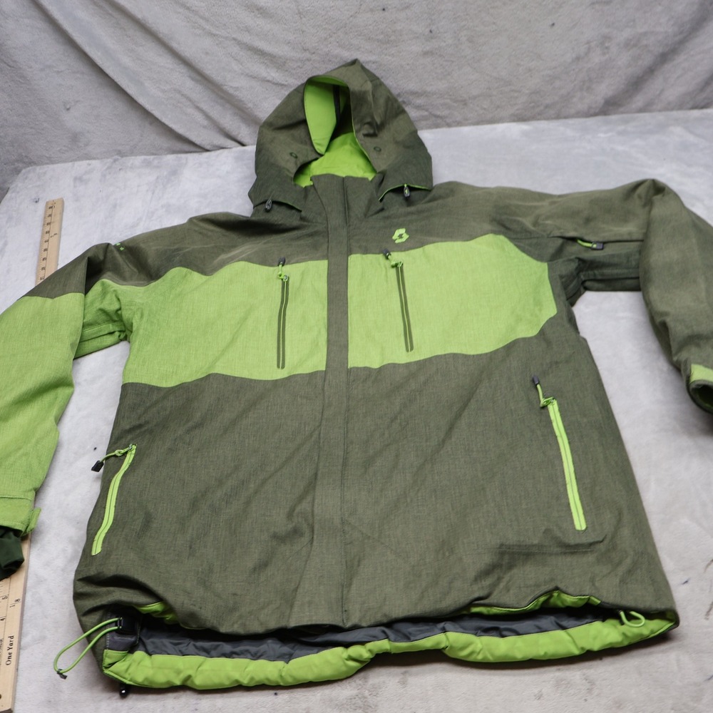 Scott Jacket Men Large Green Vertic Full Zip Insulated Hooded Pit Zip Ski Winter